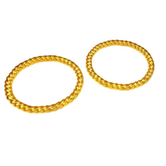 Gold-Toned Twisted Coil Metal Bangles 80s Funky Valley Girl - Picture 1 of 3